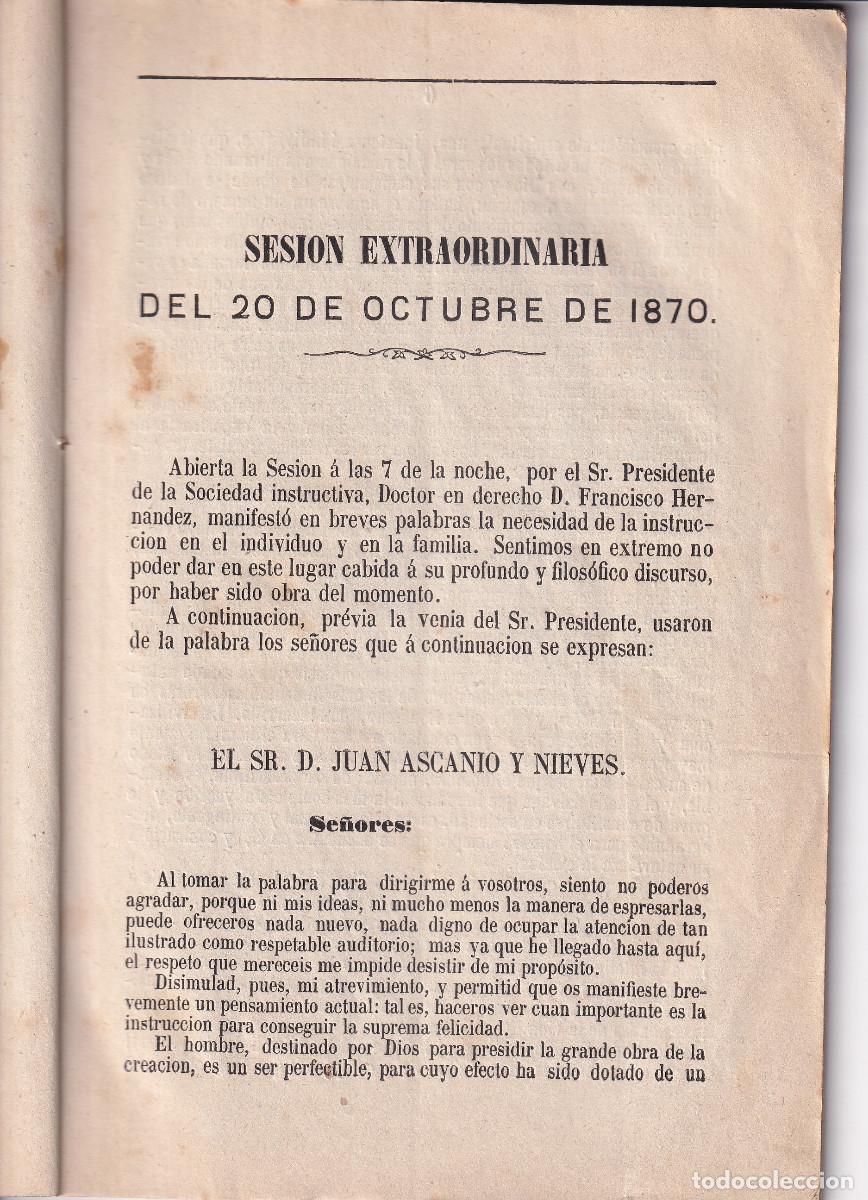 Libros antiguos: CIUDAD DE LA LAGUNA - SOCIEDAD INSTRUCTIVA 1870 - Foto 3