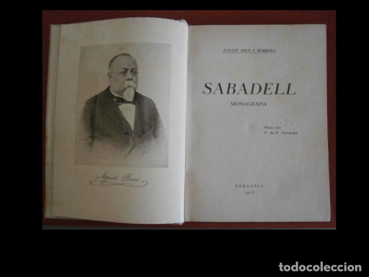 Libros antiguos: Sabadell. Monografia. Agust&iacute; Rius i Borrell - Foto 4