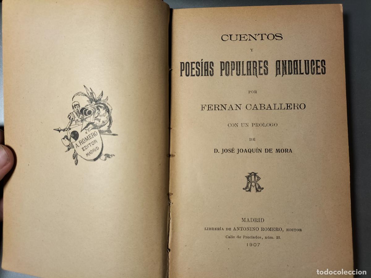Antiquarische B&uuml;cher: FERN&Aacute;N CABALLERO: Cuentos y poes&iacute;as populares andaluces. Madrid, Librer&iacute;a de Antonio Romero, 1907.
