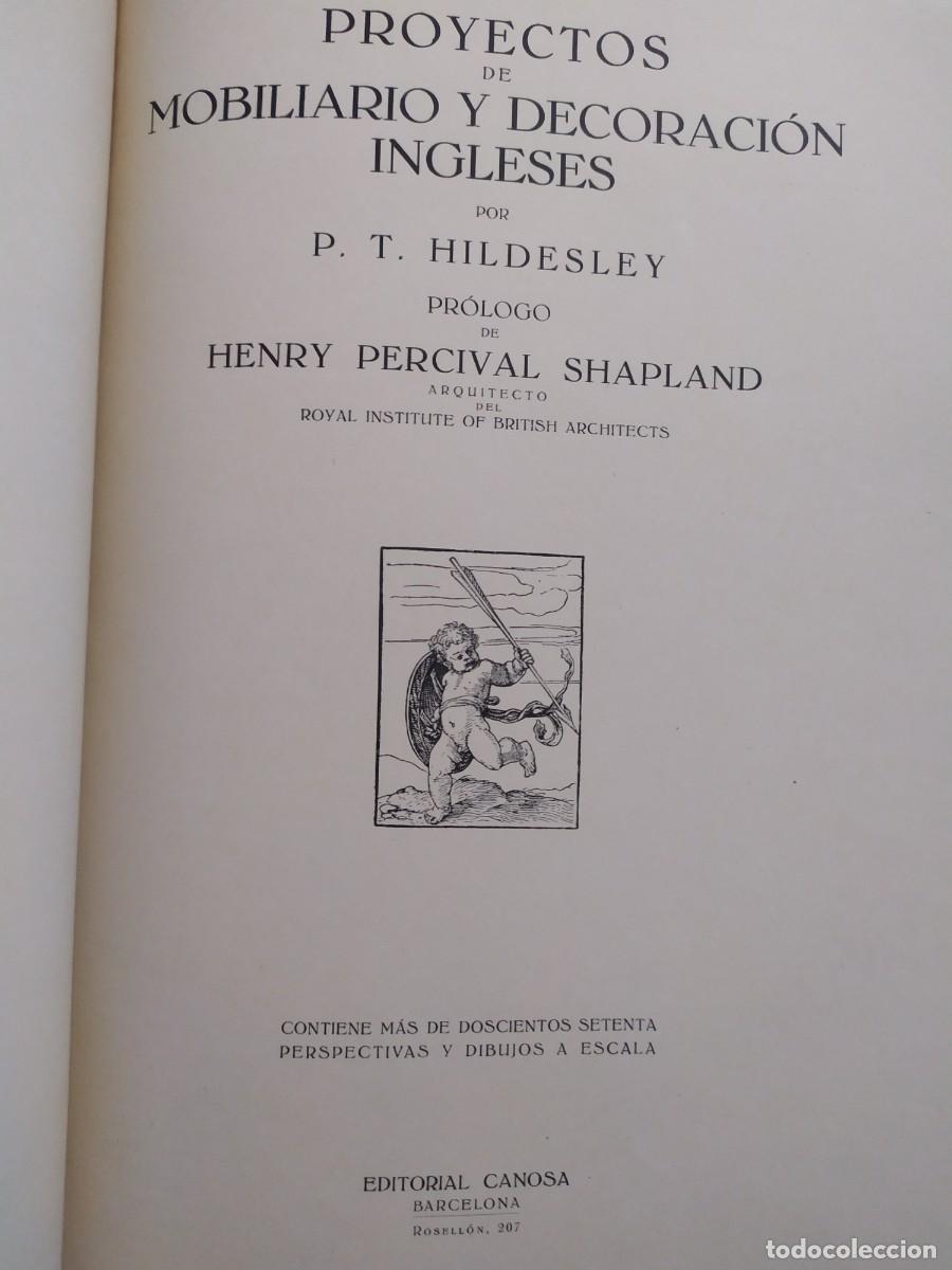 Libros antiguos: 1929. Proyectos de mobiliario y decoraci&oacute;n ingleses. Hildesley. - Foto 2