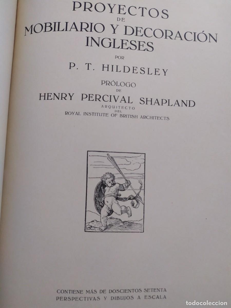 Libros antiguos: 1929. Proyectos de mobiliario y decoraci&oacute;n ingleses. Hildesley. - Foto 3