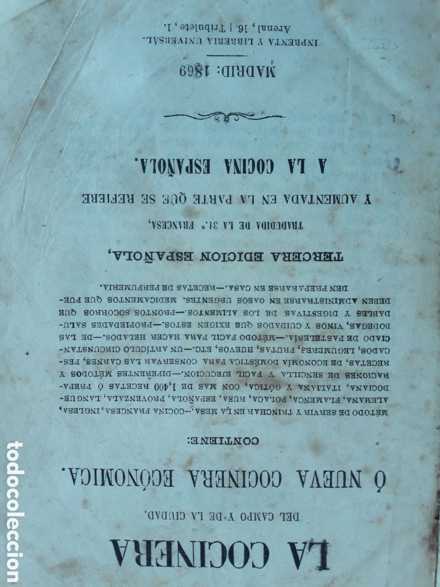 Libros antiguos: LA COCINERA ECONOMICA 1869 - Foto 3