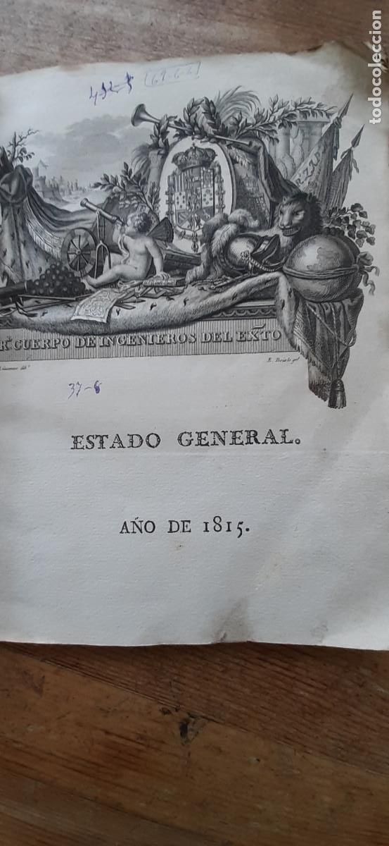 Libros antiguos: Real Cuerpo de Ingenieros del Ej&eacute;rcito. Estado General. A&ntilde;o de 1815. - Foto 1
