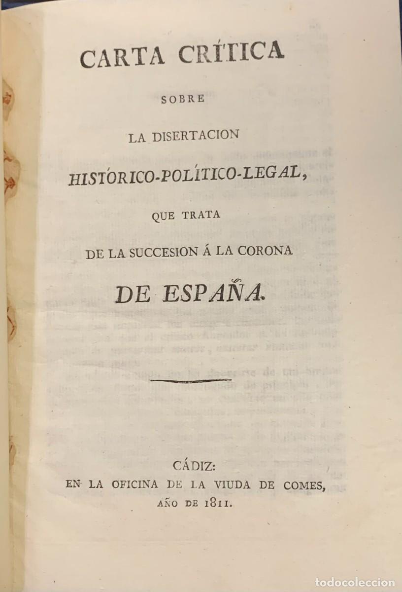 Antiquarische B&uuml;cher: Carta Critica sobre la Disertaci&oacute;n Historico-Politico-Legal que trata de la Sucesion a la Corona de