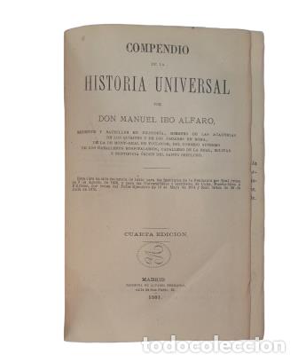 Libros antiguos: COMPENDIO DE HISTORIA UNIVERSAL.- Ibo Alfaro, Manuel (1881) - Foto 2