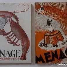 Libros antiguos: MENAGE: NOVIEMBRE DE 1933 Y MARZO DE 1934