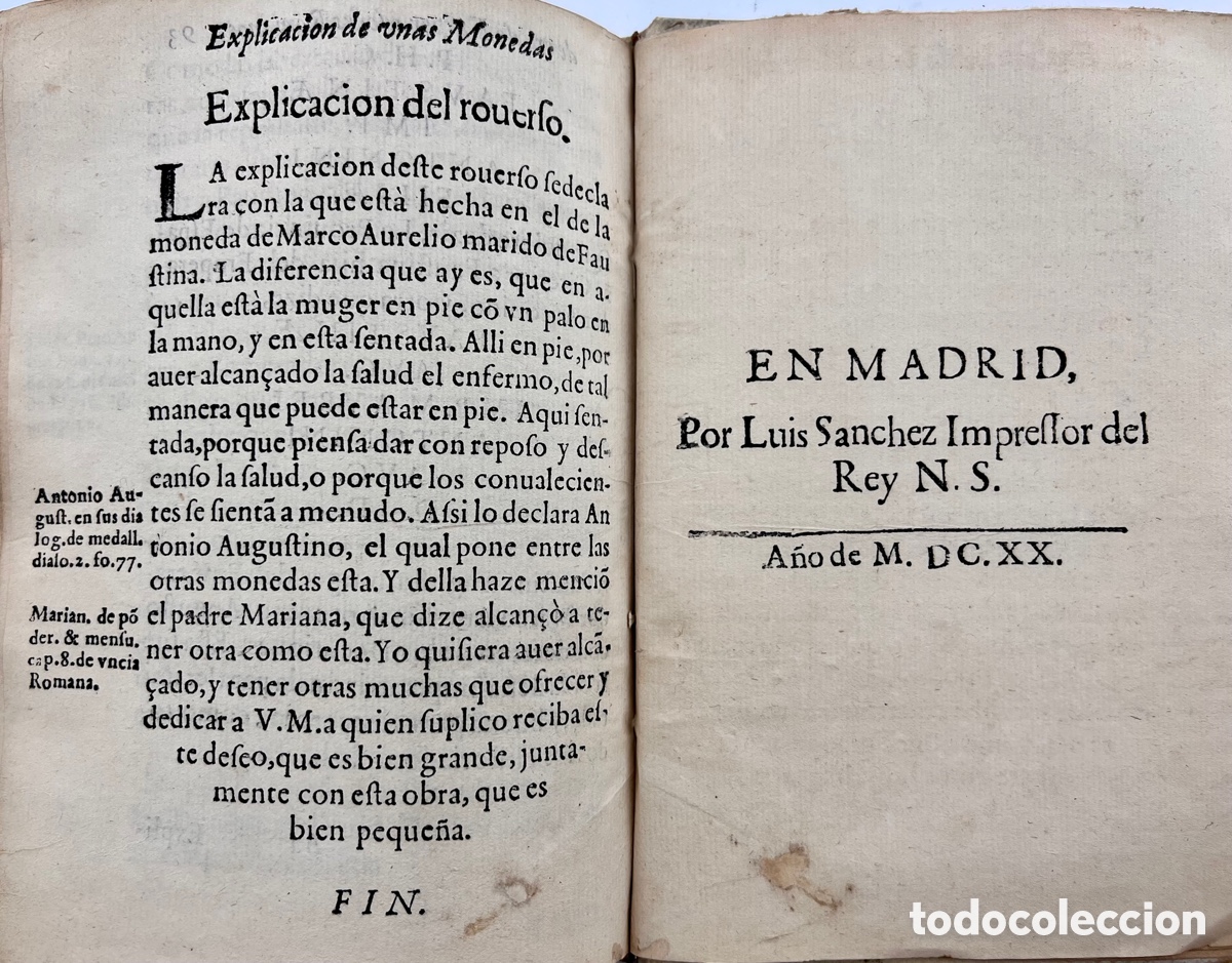 Libros antiguos: 1620. Qui&ntilde;ones. Explicaci&oacute;n de unas monedas de oro&hellip; - Foto 12