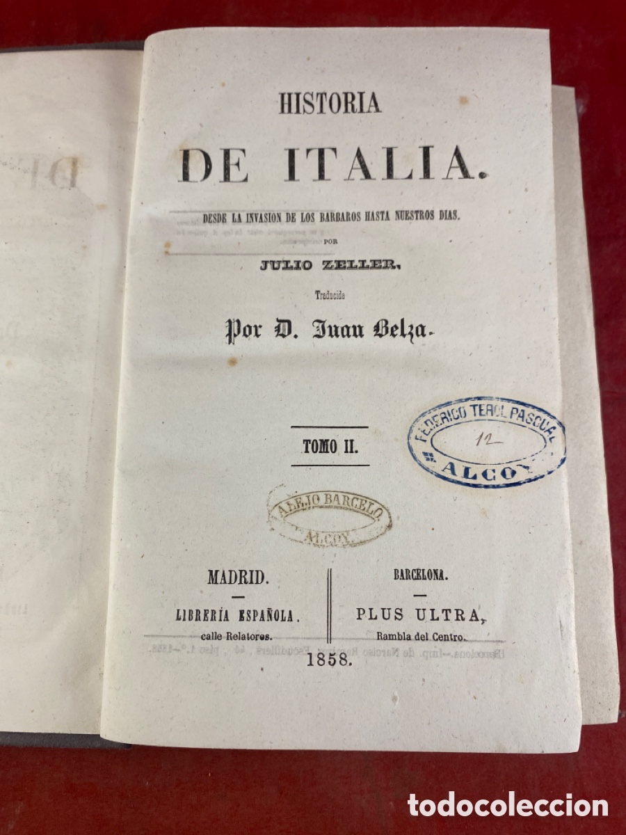 Old books: HISTORIA DE ITALIA TOMO 2o 1858