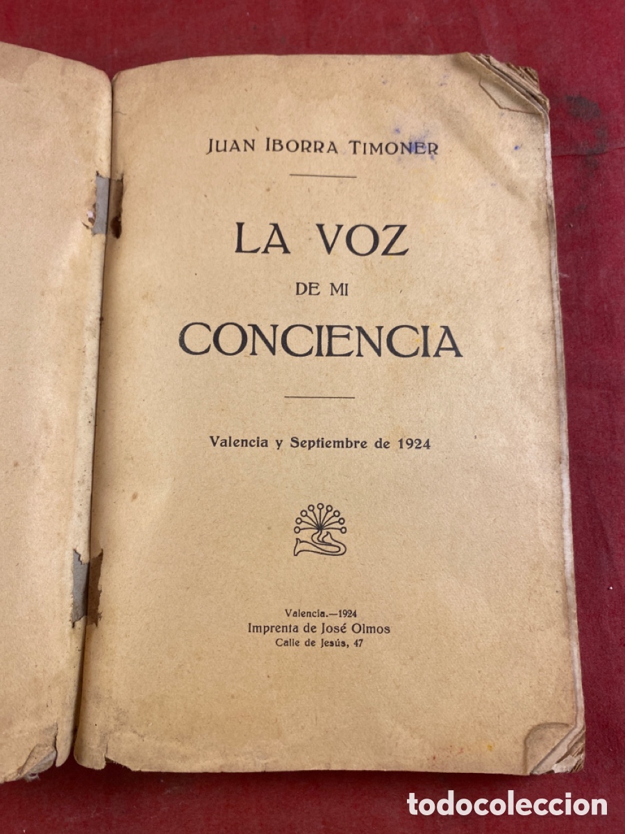 Libros antiguos: LA VOZ DE MI CONCIENCIA VALENCIA 1924 - Foto 3