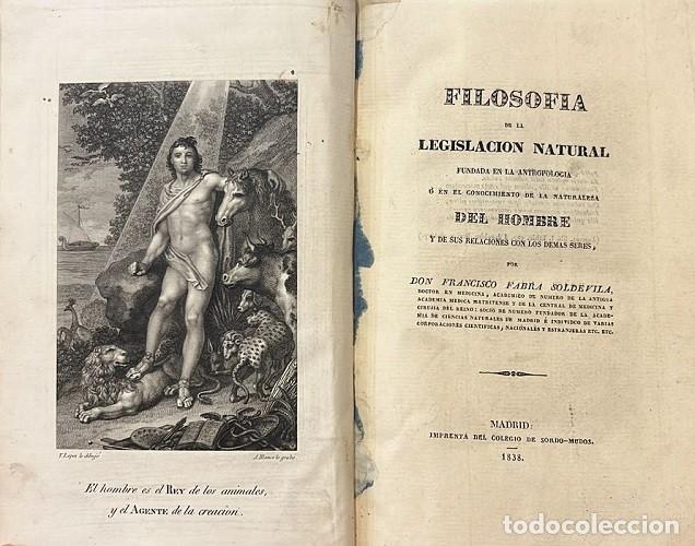 Old books: FABRA SOLDEVILA, Francisco. Filosof&iacute;a de la legislaci&oacute;n natural fundada en la antropolog&iacute;a....