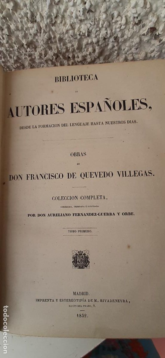 Libros antiguos: Obras de Quevedo. Tomo primero - Foto 1
