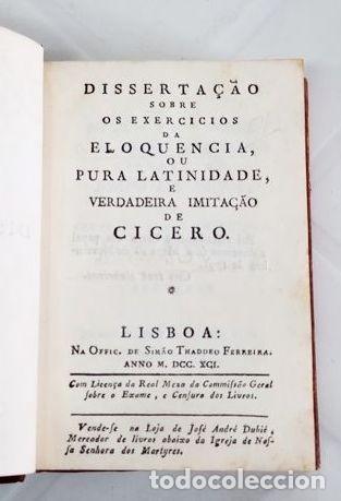Libri antichi: Disserta&ccedil;&atilde;o sobre os exerc&iacute;cios da eloquencia, ou pura latinidade, e verdadeira imita&ccedil;&atilde;o de c&iacute;cero.
