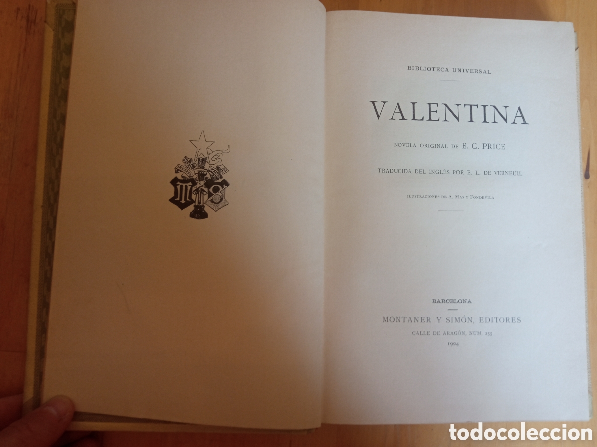 Libros antiguos: Valentina - E.C. Price MONTANER Y SIMON - Foto 2