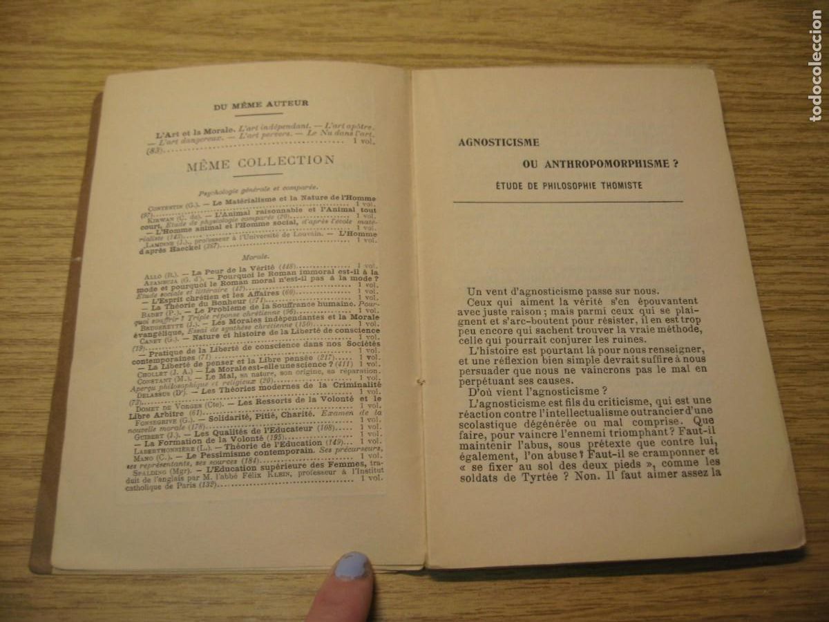 Libros antiguos: AGNOSTICISME OU ANTHROPOMORPHISME. A.D. SERTILLANGES. LIBRAIRIE BLOUD. 1908 - Foto 6