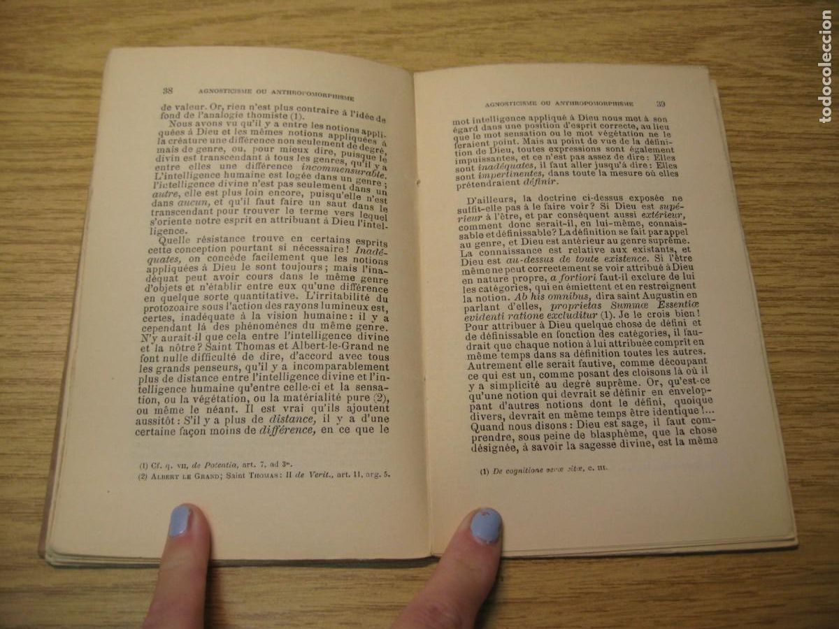 Libros antiguos: AGNOSTICISME OU ANTHROPOMORPHISME. A.D. SERTILLANGES. LIBRAIRIE BLOUD. 1908 - Foto 10