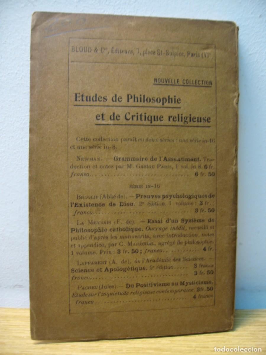 Libros antiguos: AGNOSTICISME OU ANTHROPOMORPHISME. A.D. SERTILLANGES. LIBRAIRIE BLOUD. 1908 - Foto 13