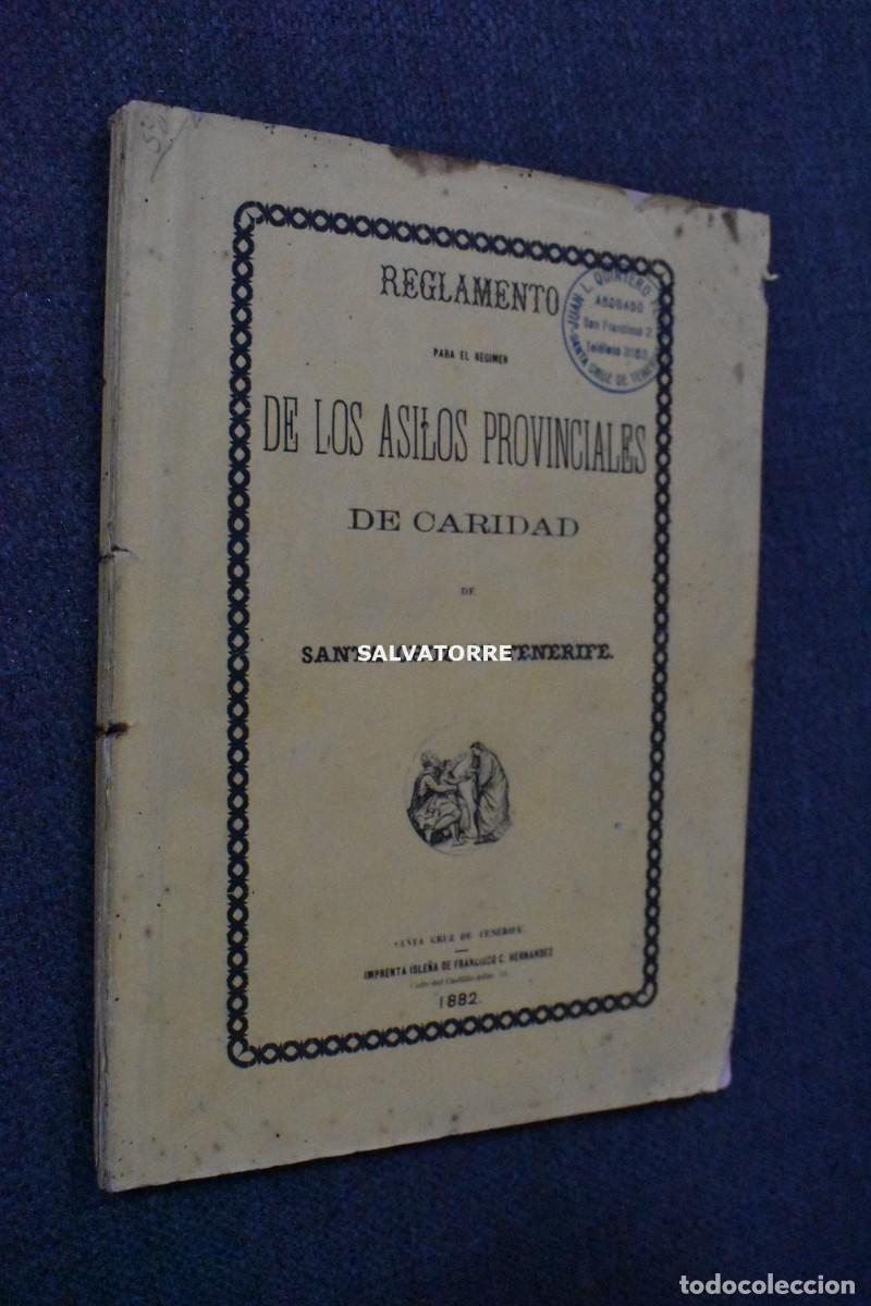 Livros antigos: REGLAMENTO ASILOS PROVINCIALES DE CARIDAD DE SANTA CRUZ TENERIFE. 1882. IMPRENTA ISLE&Ntilde;A