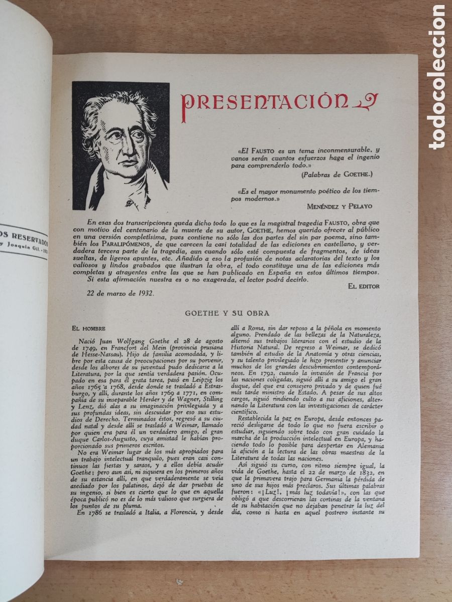 Libros antiguos: FAUSTO / J.W. GOETHE / 2&ordf;ed. 1933. EDICIONES IBERIA - Foto 4
