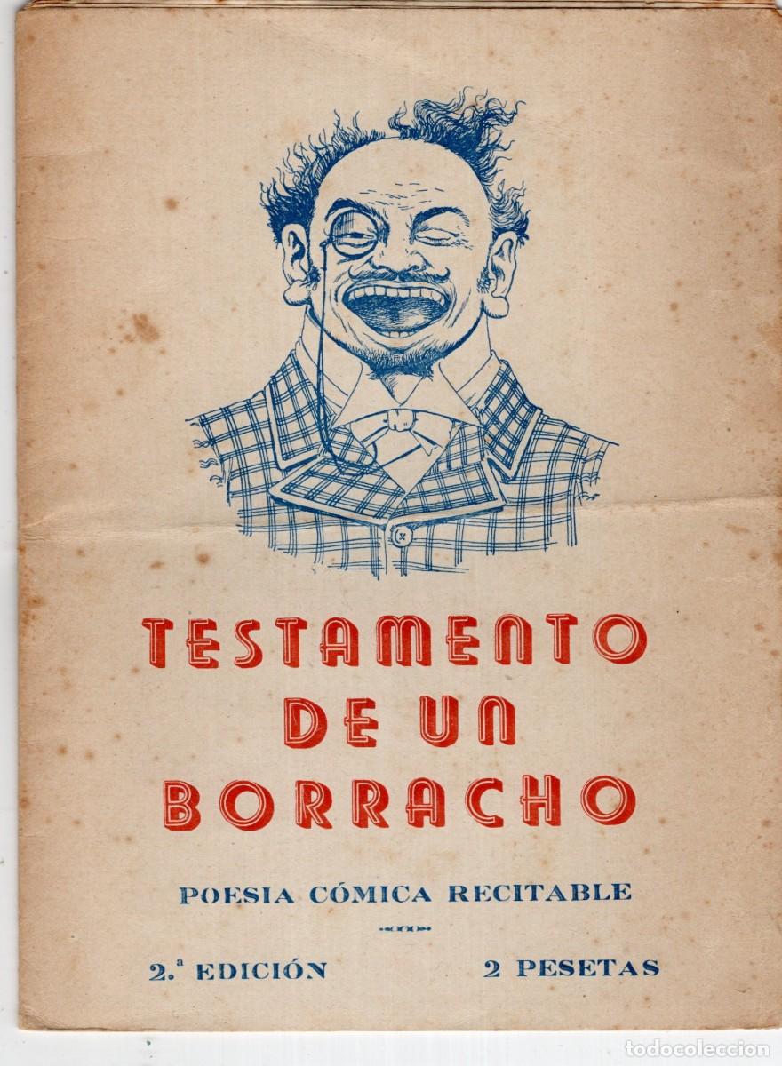 Libros antiguos: TESTAMENTO DE UN BORRACHO - Foto 1