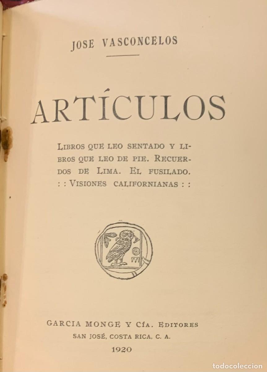 Libros antiguos: Articulos - Jose Vasconcelos - Foto 2