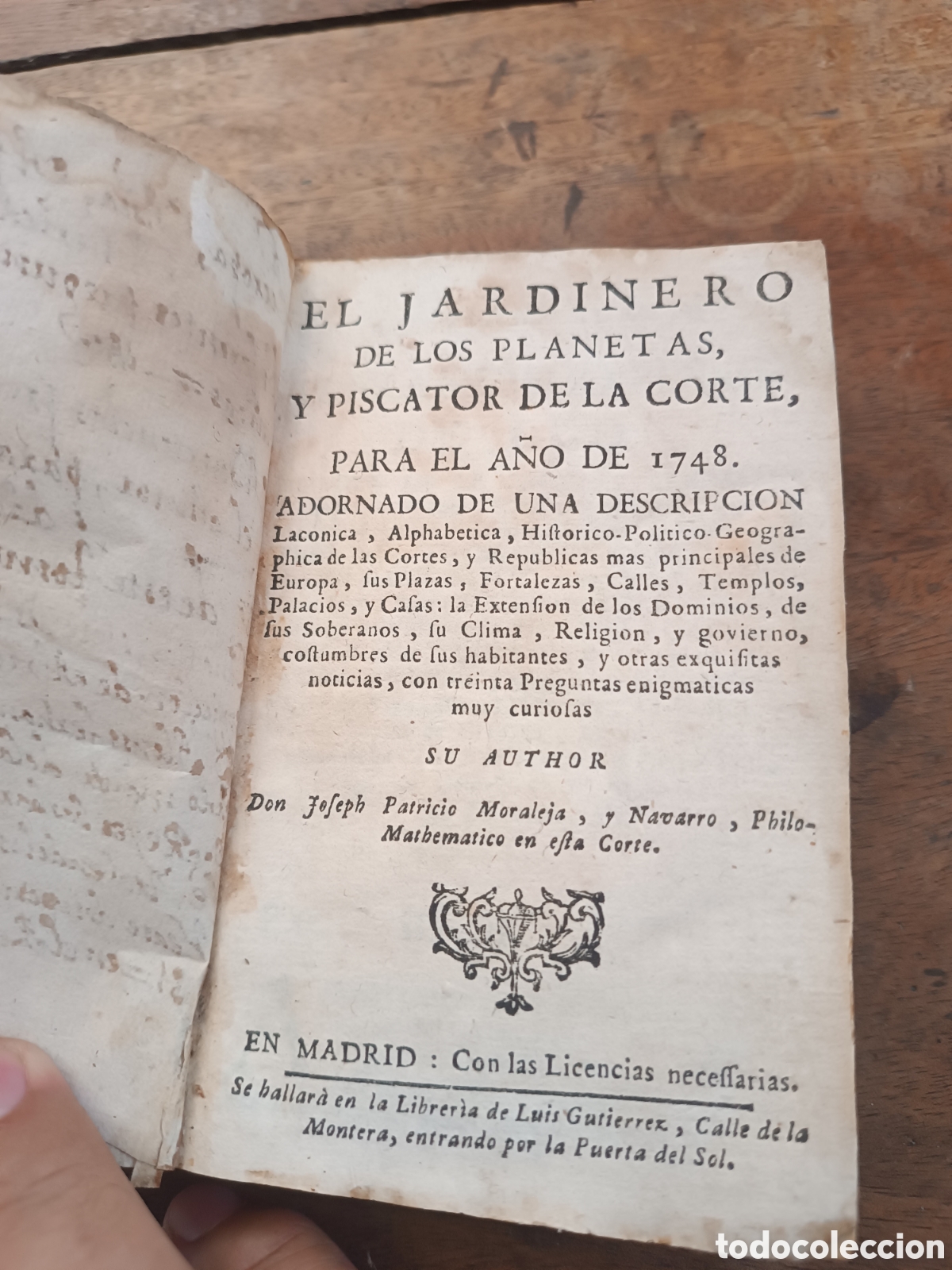 Old books: El jardinero de los planetas y piscator de la corte 1748 por Joseph Patricio Moraleja y Navarro