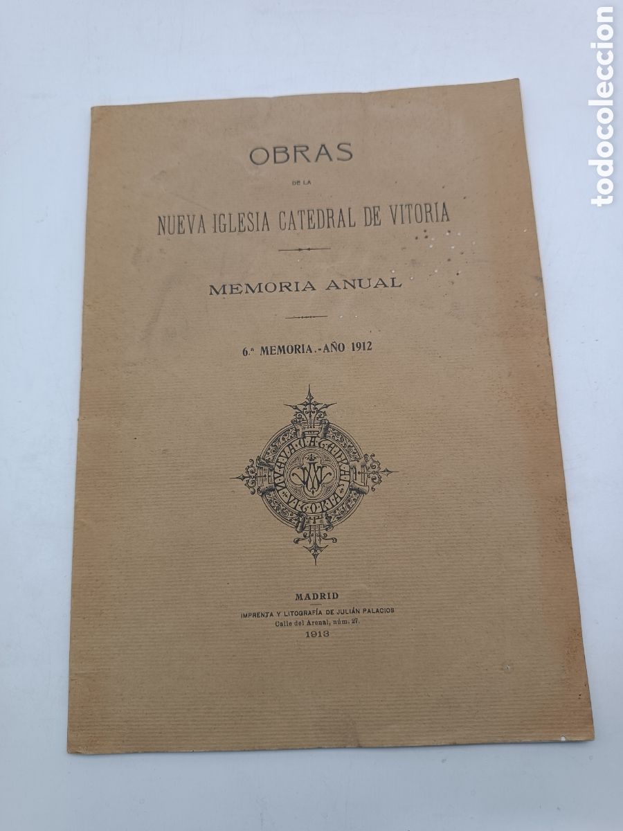 Livros antigos: Obras nueva iglesia de Vitoria 1913 Menoria