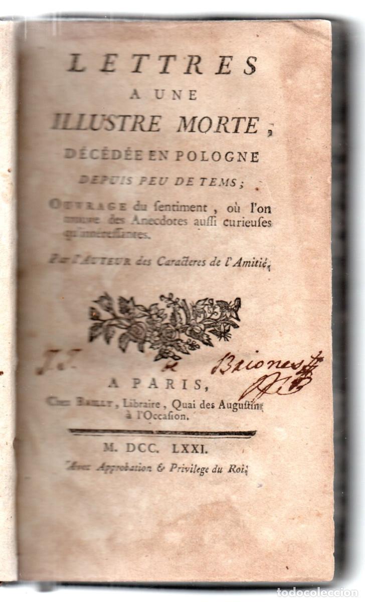 Old books: Caraccioli, Louis-Antoine. - Lettres a une Illustre Morte, d&eacute;c&eacute;d&eacute;e en Pologne depuis peu de temps; O