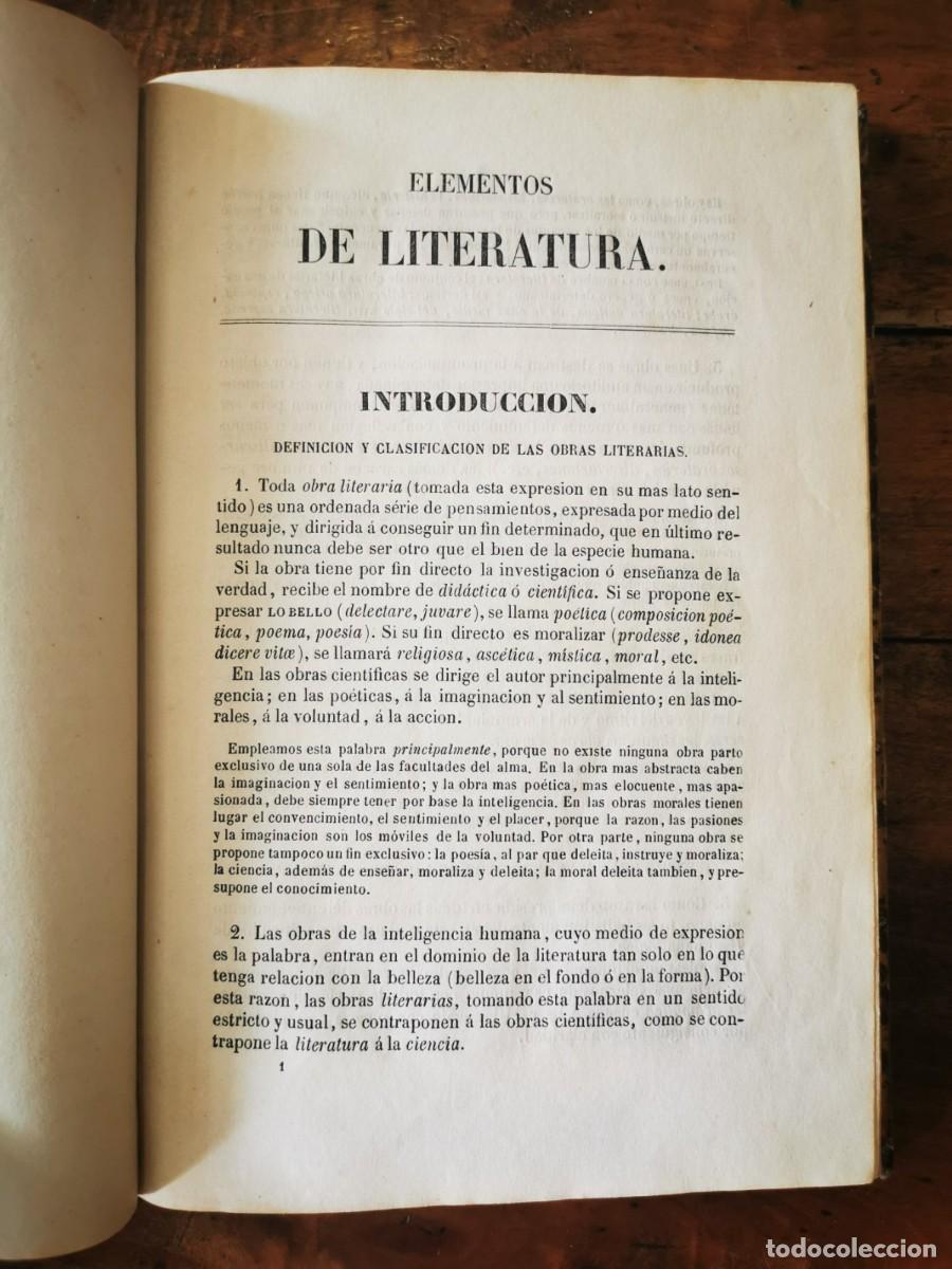 Libros antiguos: COLL Y VEH&Iacute;, Jos&eacute;. Elementos de literatura - Foto 4