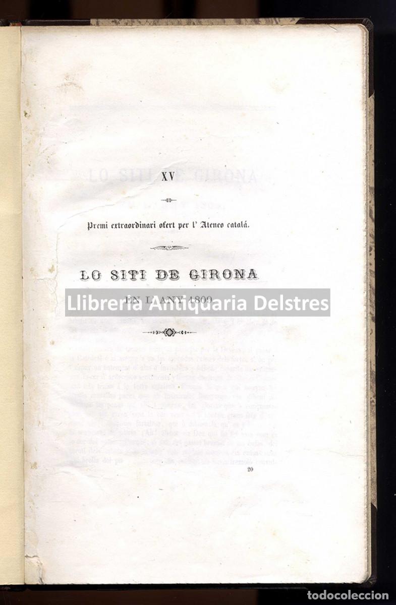 Livros antigos: Lo Siti de Girona en l'any 1809. Separata XV del Premi extraordinari ofert per l'Ateneo catal&aacute;.