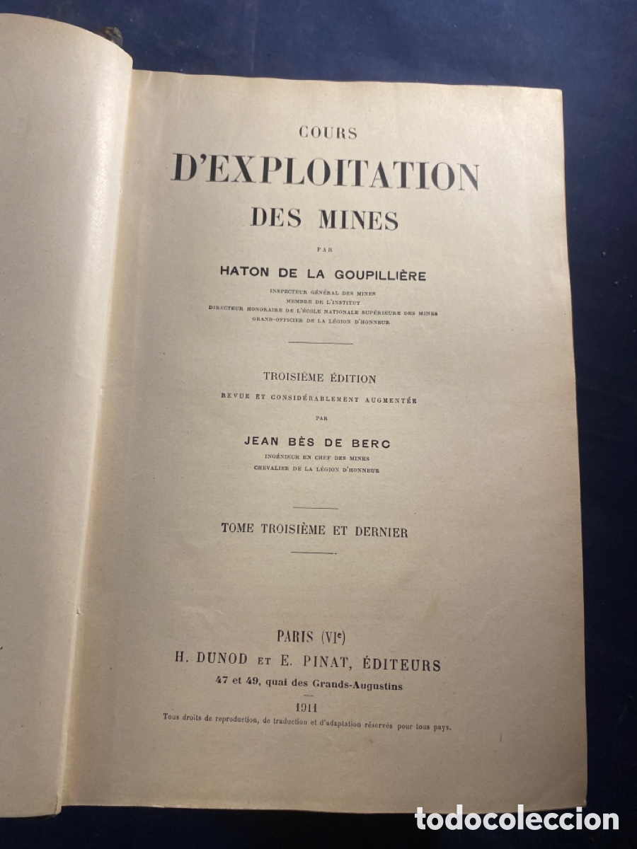 Libros antiguos: COURS D&rsquo;EXPLOITATION DES MINES PAR HATON DE LA GOUPILLI&Egrave;RE - Foto 5
