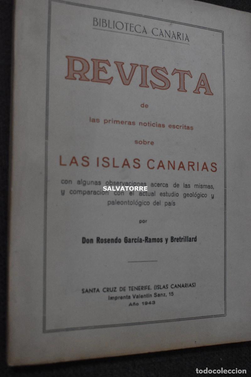 Livros antigos: ROSENDO GARCIA RAMOS Y BRETRILLARD. BIBLIOTECA CANARIA REVISTA NOTICIAS ISLAS CANARIAS.1949 INTONSO