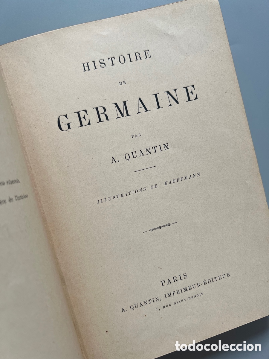 Libros antiguos: HISTOIRE DE GERMAINE, A. QUANTIN. A. Quantin, imprimeur-&eacute;diteur, ca. 1890 - Foto 3