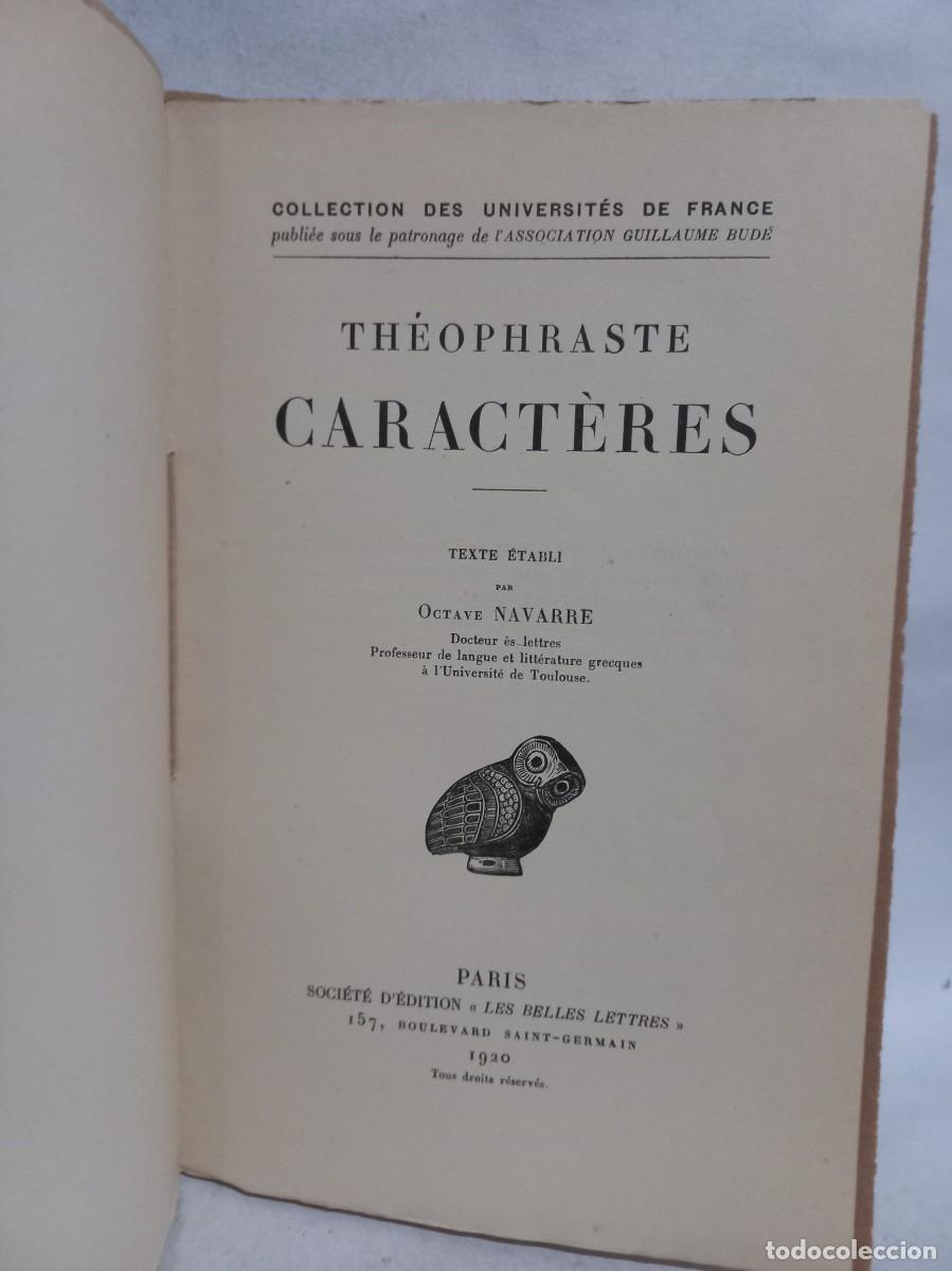 Libros antiguos: Th&eacute;ophraste - Caract&egrave;res - 1920 - Foto 2
