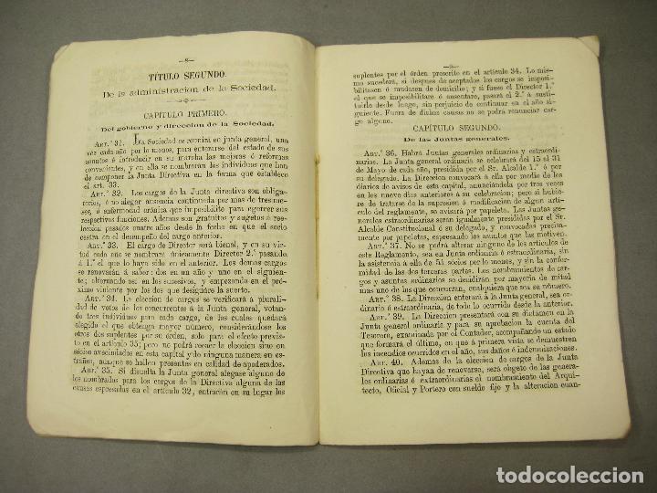 Libros antiguos: REGLAMENTO PARA EL R&Eacute;GIMEN DE LA SOCIEDAD DE SEGUROS MUTUOS DE INCENDIOS DE EDIFICIOS DE ZARAGOZA. - Foto 2
