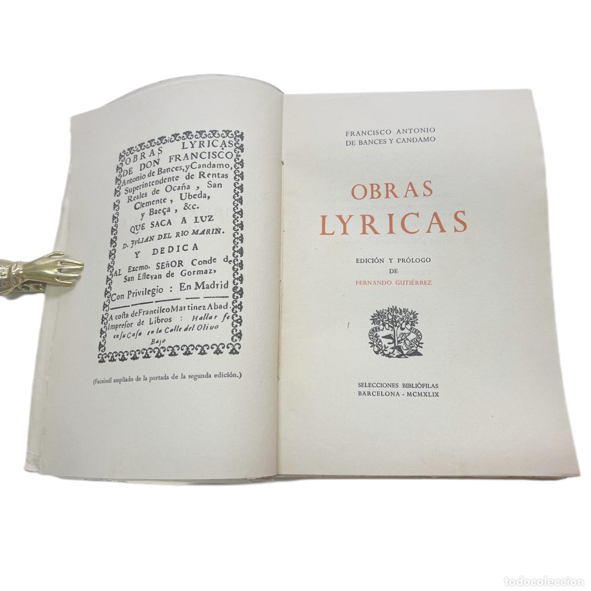 Libros antiguos: FRANCISCO A. DE BANCES Y CANDAMO - OBRAS LYRICAS - 1949 - Foto 2