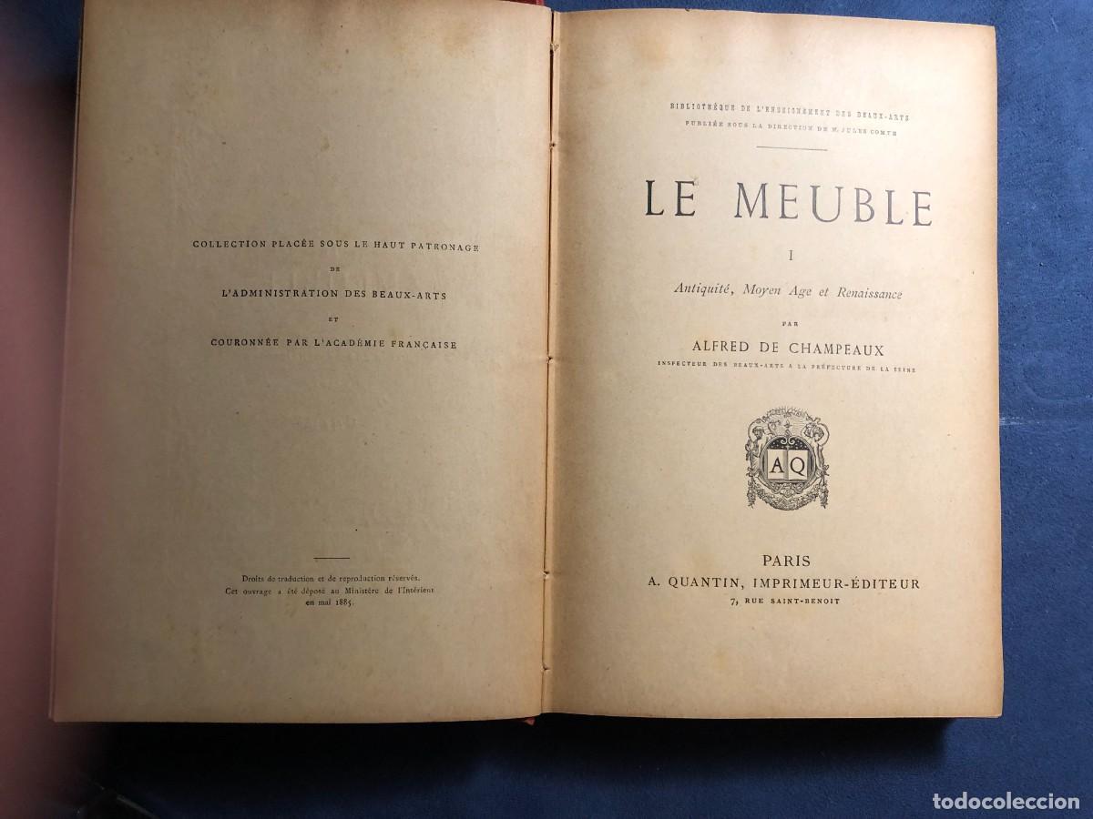 Libros antiguos: A. DE CHAMPEAUX: - LE MEUBLE - (TOMO I) (1885) - Foto 3