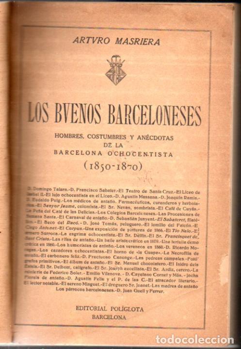 Libros antiguos: MASRIERA : LOS BUENOS BARCELONESES (POL&Iacute;GRAFA, 1924) - Foto 1