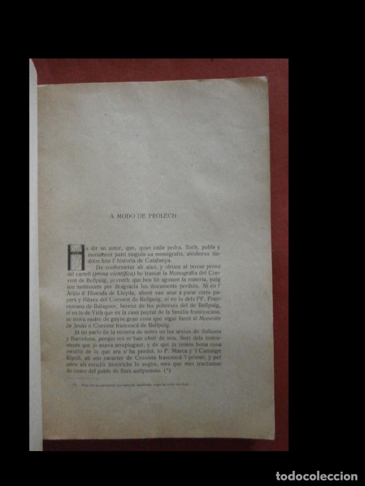 Libros antiguos: Lo convent de Bellpuig. Valeri Serra y Bold&uacute; - Foto 2