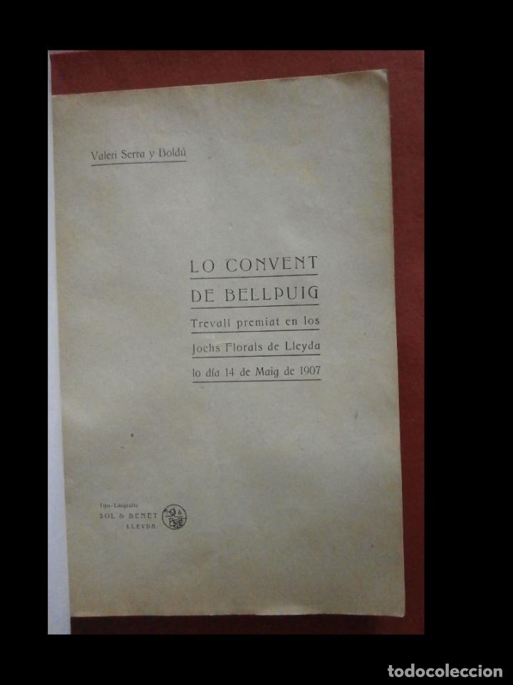 Libros antiguos: Lo convent de Bellpuig. Valeri Serra y Bold&uacute; - Foto 5