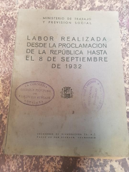 Old books: MINISTERIO DE TRABAJO Y PREVISION SOCIAL 1932 ENTREVISTA A LARGO CABALLERO