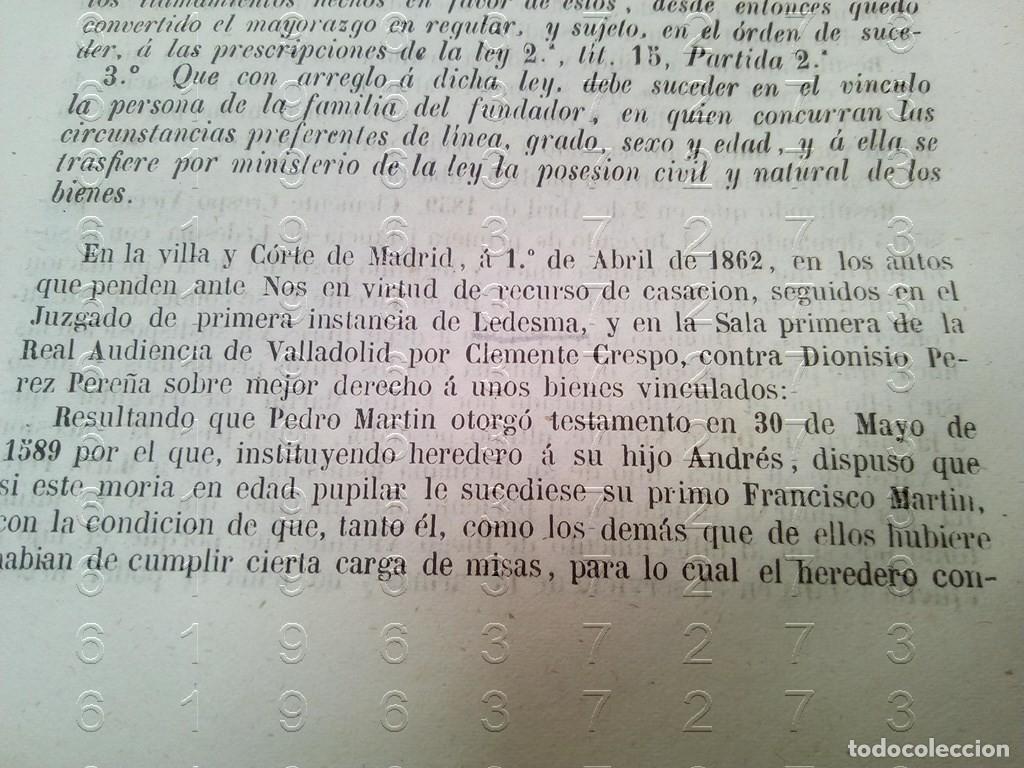 Old books: 1862 LEDESMA SALAMANCA PLEITO SENTENCIA TRIBUNAL SUPREMO 3 HOJAS L28