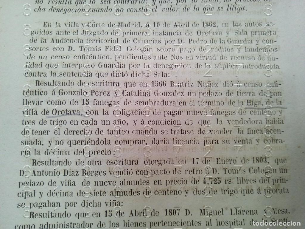 Old books: 1862 HIGA LA OROTAVA SENTENCIA TRIBUNAL SUPREMO PLEITO 3 HOJAS L28