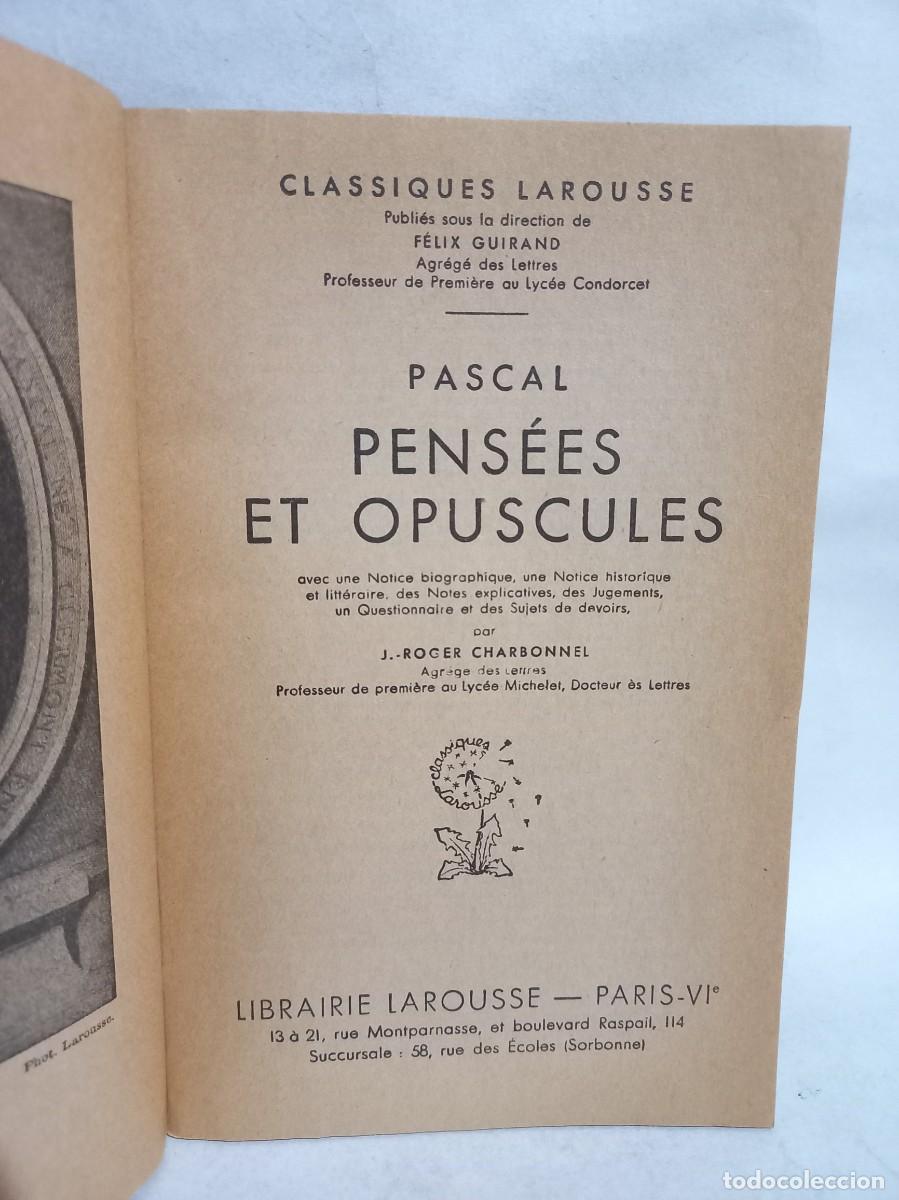 Libros antiguos: Pascal - Pens&eacute;es et Opuscules - 1934 - Foto 3