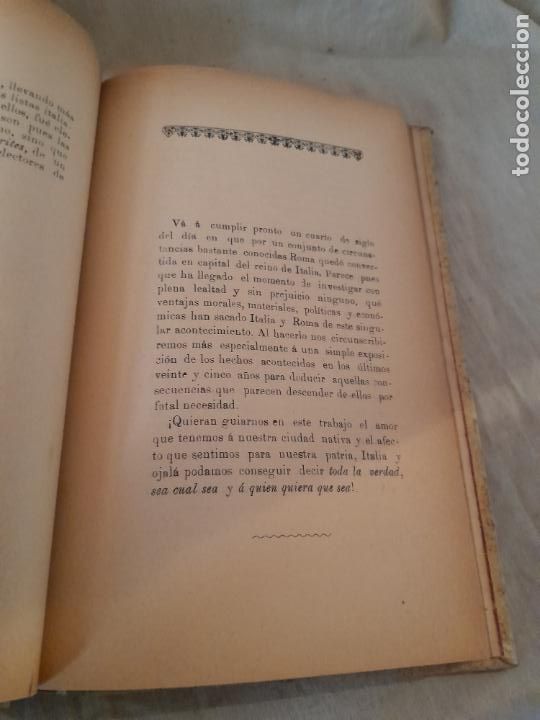 Libros antiguos: ROMA Y EL GOBIERNO ITALIANO - A&Ntilde;O 1895 - CONDE E.SODERINI. - Foto 4