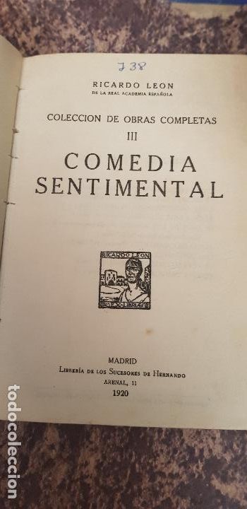 Libros antiguos: RICARDO LEON-COMEDIA SENTIMENTAL,1920 - Foto 1