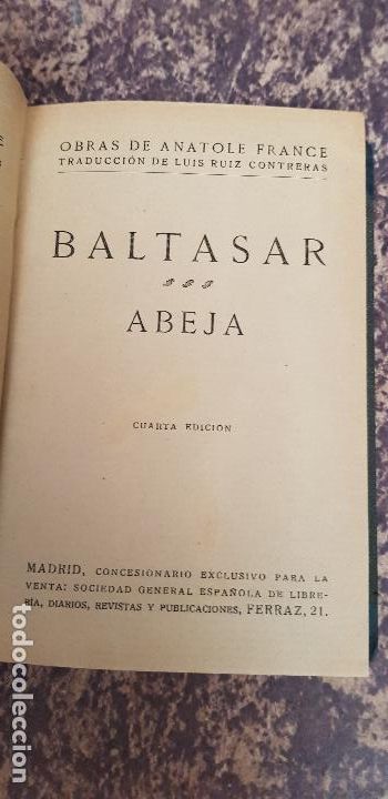 Libros antiguos: ANATOLE FRANCE-BALTASAR- - Foto 1