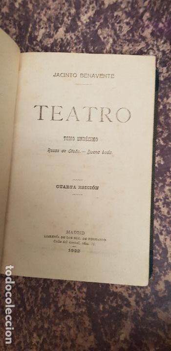 Libros antiguos: JACINTO BENAVENTE-TEATRO-1922 - Foto 1