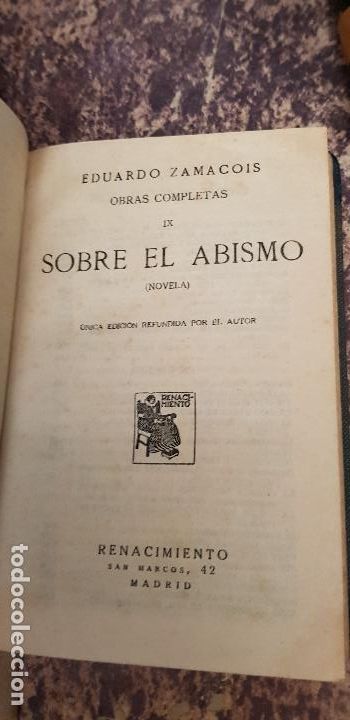 Libros antiguos: EDUARDO ZAMACOIS-SOBRE EL ABISMO - Foto 1