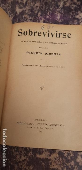 Libros antiguos: JOAQUIN DICENTA-SOBREVIVIRSE 1914 - Foto 1