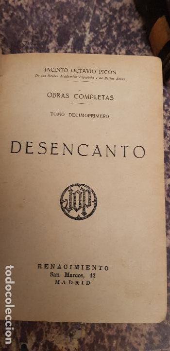 Libros antiguos: JACINTO OCTAVIO PICON-DESENCANTO - Foto 1